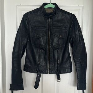 Women's Vintage Black Leather Jacket